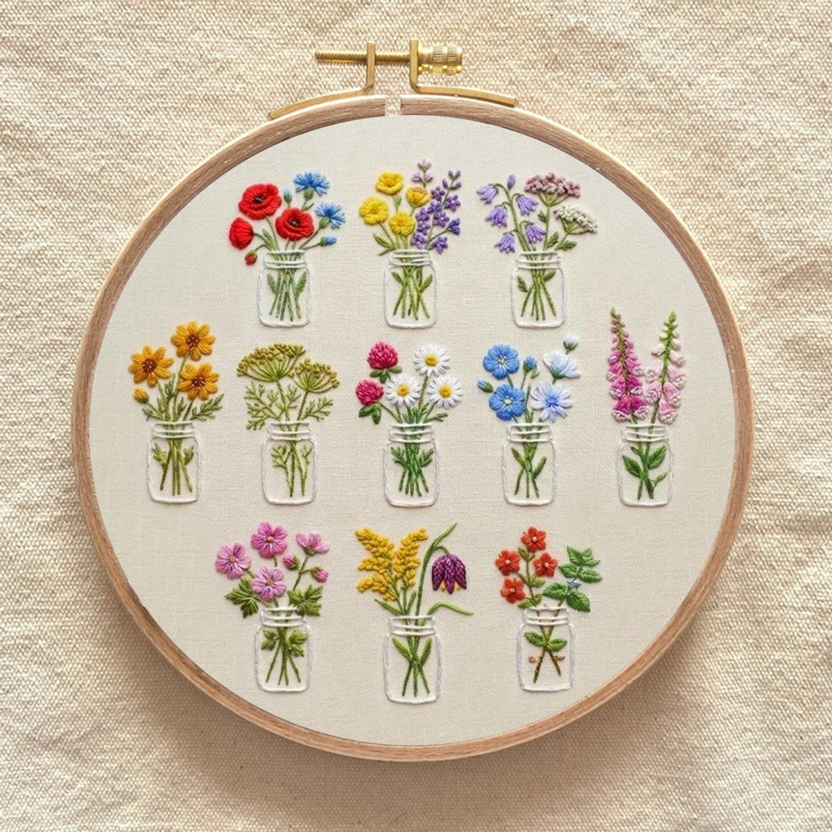 Rubbyoo Embroidery Kit - Colorful Potted Flowers | Nice For Handmade Beginner | Floral Hoop Art Craft  - image 9