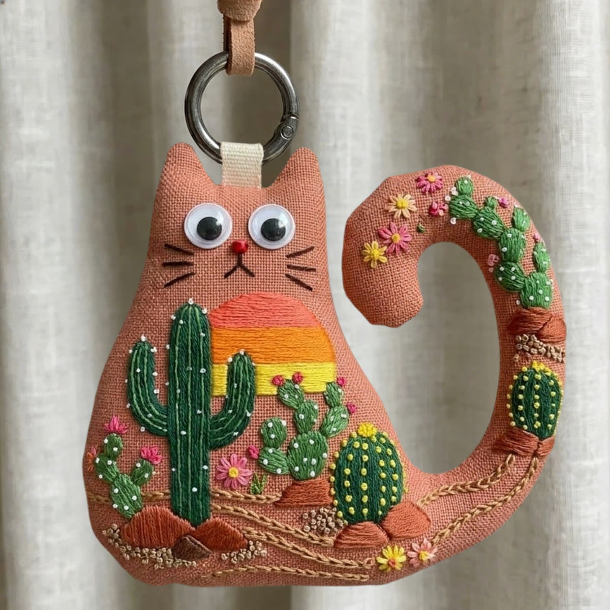 Rubbyoo Cat Embroidery Kit - Saguaro Cactus | Diy Birthday Gift | Summer Bag Decor - 6 inches hoop kit - image 1