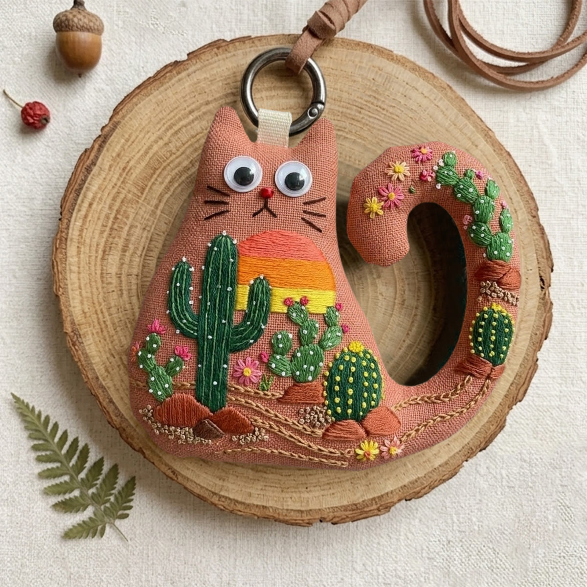 Rubbyoo Cat Embroidery Kit - Saguaro Cactus | Diy Birthday Gift | Summer Bag Decor - image 2
