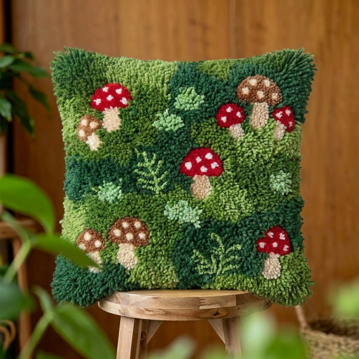 Rubbyoo Latch Hook Pillow Kit - Mushroom Ferns | Creative Home Decoration | Perfect Gifts For Nature Lovers  - image 2