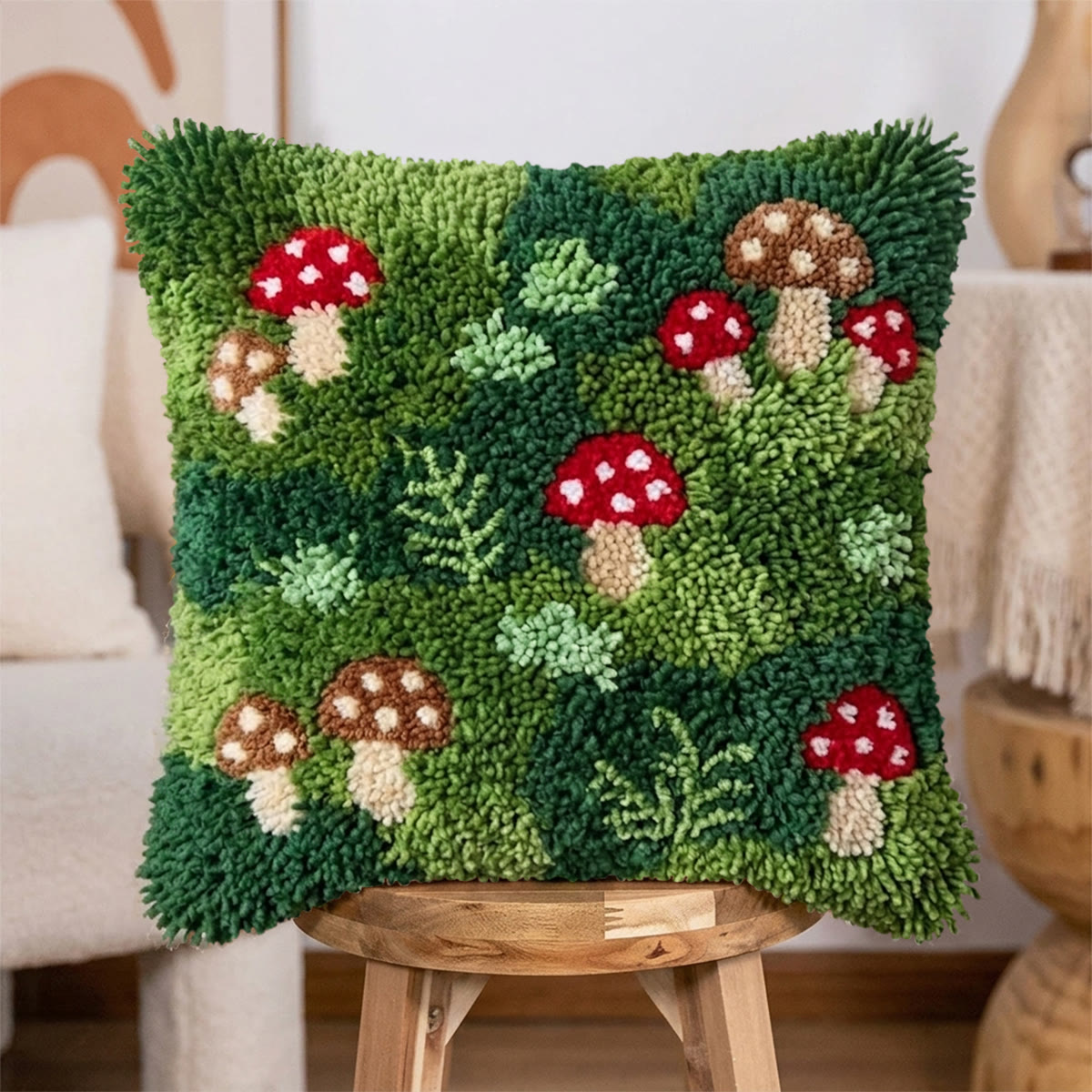 Rubbyoo Latch Hook Pillow Kit - Mushroom Ferns | Creative Home Decoration | Perfect Gifts For Nature Lovers  - image 4