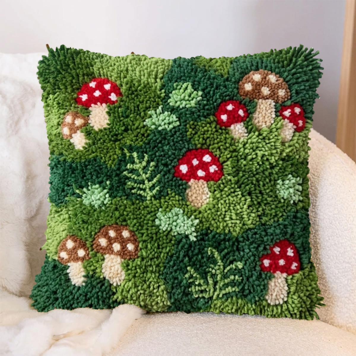 Rubbyoo Latch Hook Pillow Kit - Mushroom Ferns | Creative Home Decoration | Perfect Gifts For Nature Lovers  - image 3