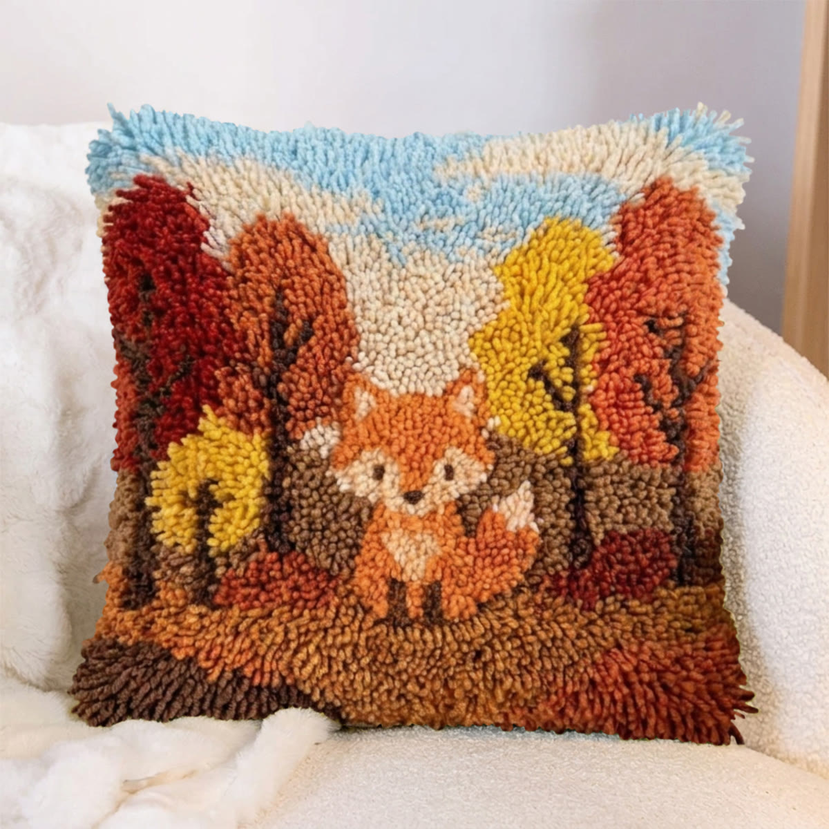 Rubbyoo Latch Hook Pillow Kit - Autumn Fox | Handmade Fall Season Craft | Unique Thanksgiving Gifts - image 2