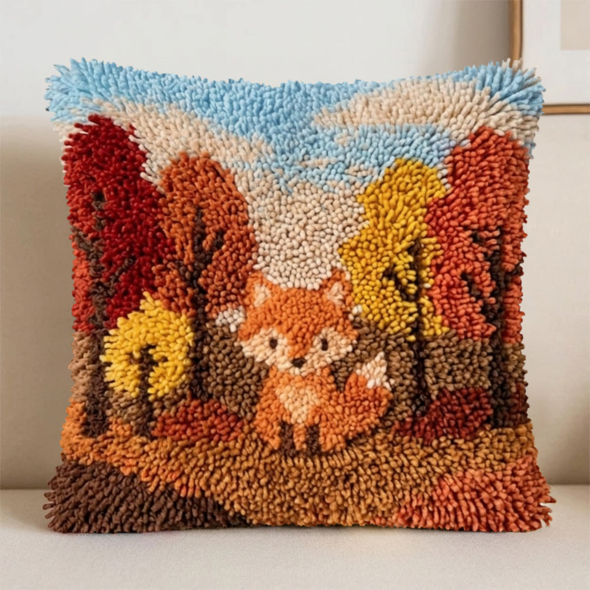 Rubbyoo Latch Hook Pillow Kit - Autumn Fox | Handmade Fall Season Craft | Unique Thanksgiving Gifts - image 4