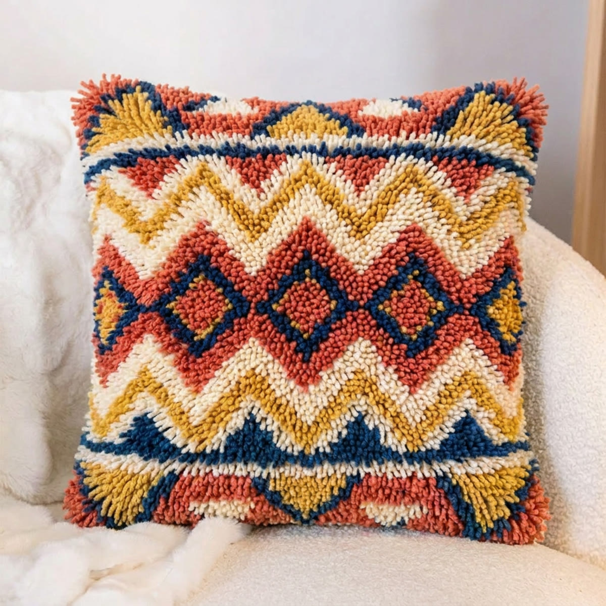 Rubbyoo Latch Hook Pillow Kit - Modern Line Art | Stylish Sofa Cushion Covers | Nice Housewarming Craft  - image 2