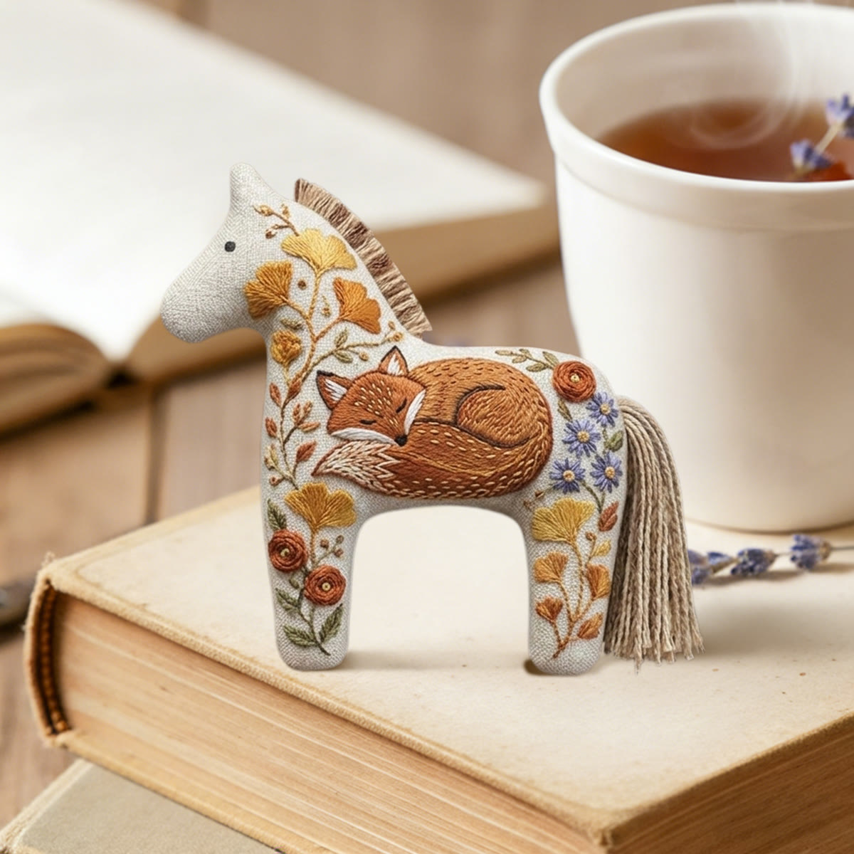Rubbyoo Dala Horse Embroidery Kit - Sleeping Fox | Handmade Gifts For Crafters | Wall Hanging Accent - image 2