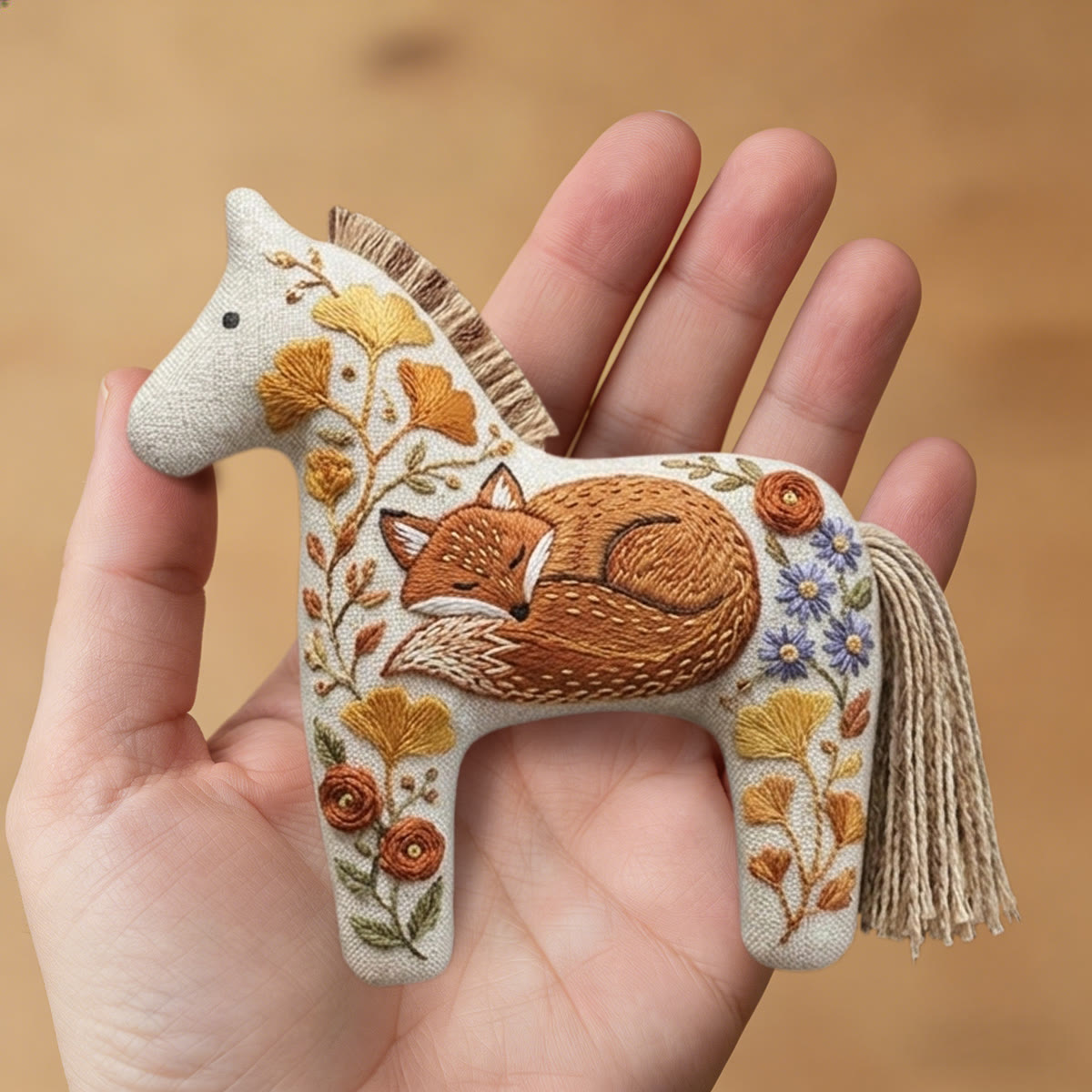 Rubbyoo Dala Horse Embroidery Kit - Sleeping Fox | Handmade Gifts For Crafters | Wall Hanging Accent - image 8