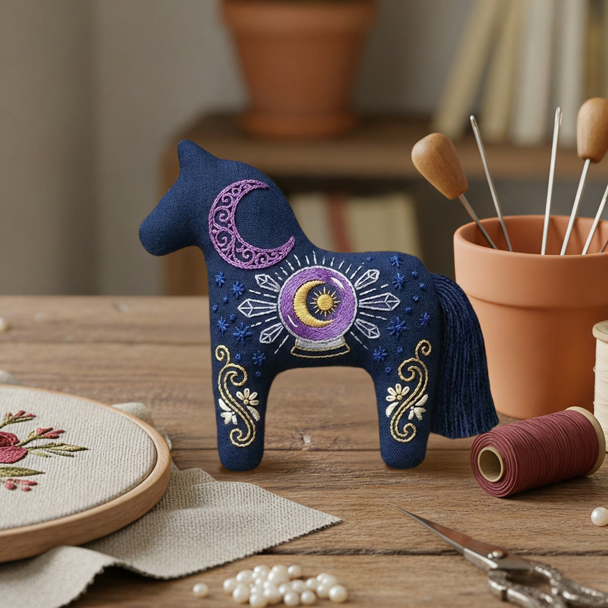 Rubbyoo Dala Horse Embroidery Kit - Crystal Ball | New Car Gift | Rearview Mirror Hanging Accessory - image 7