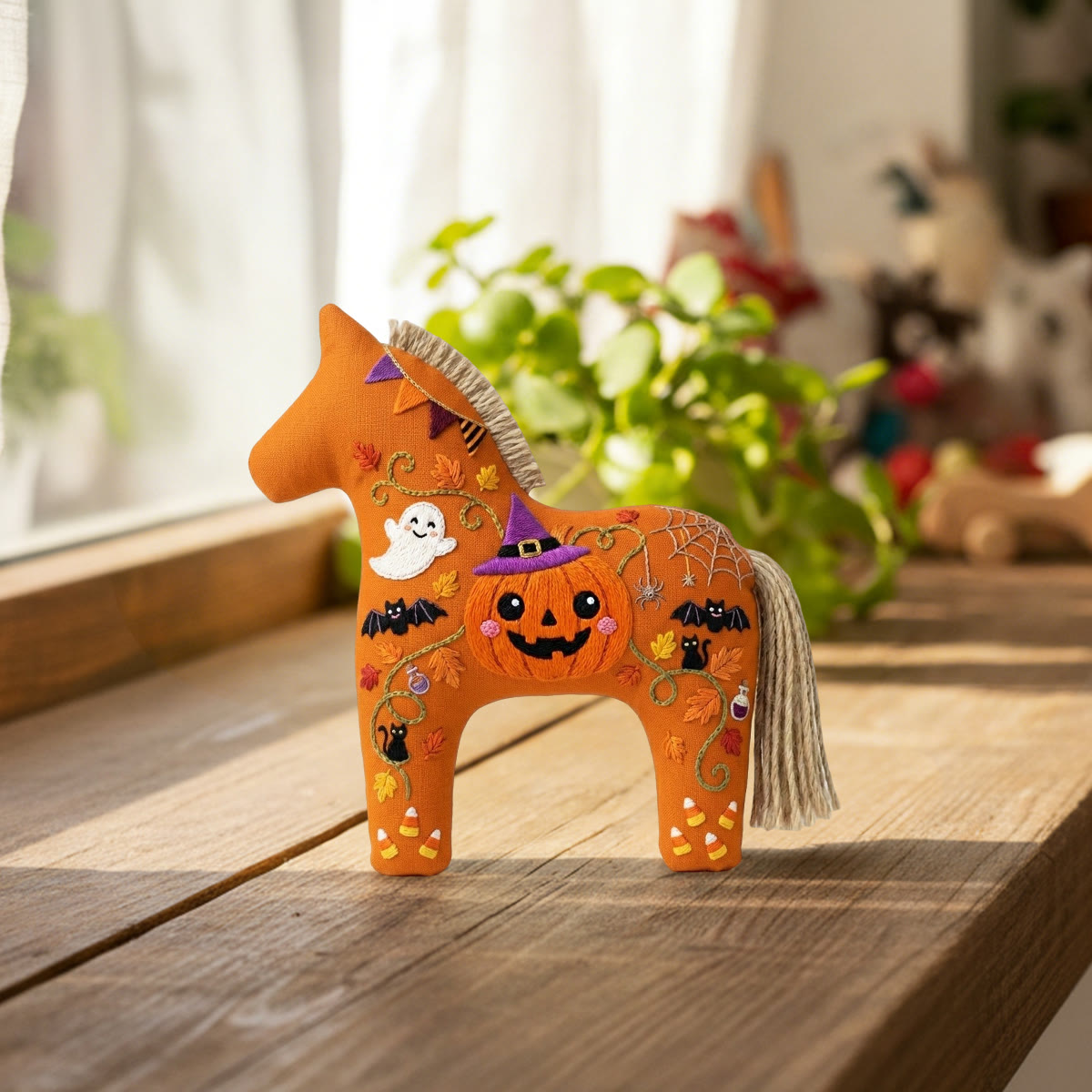 Rubbyoo Dala Horse Embroidery Kit - Carved Pumpkin | Halloween Gift For Kids | Backpack Hanging Decor - image 3