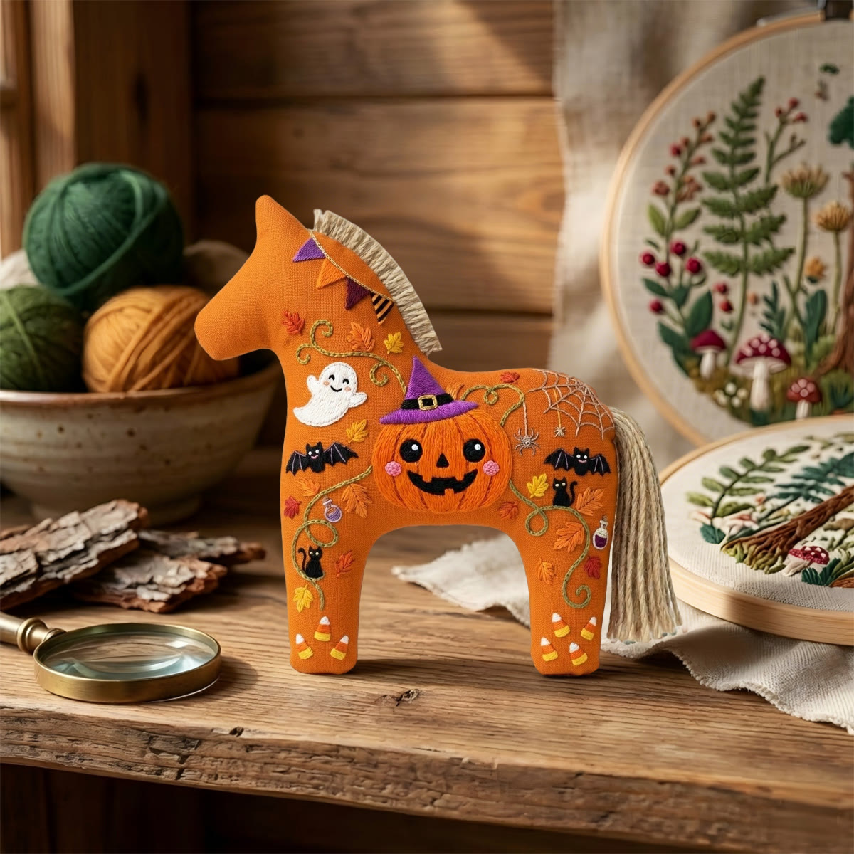 Rubbyoo Dala Horse Embroidery Kit - Carved Pumpkin | Halloween Gift For Kids | Backpack Hanging Decor - image 6