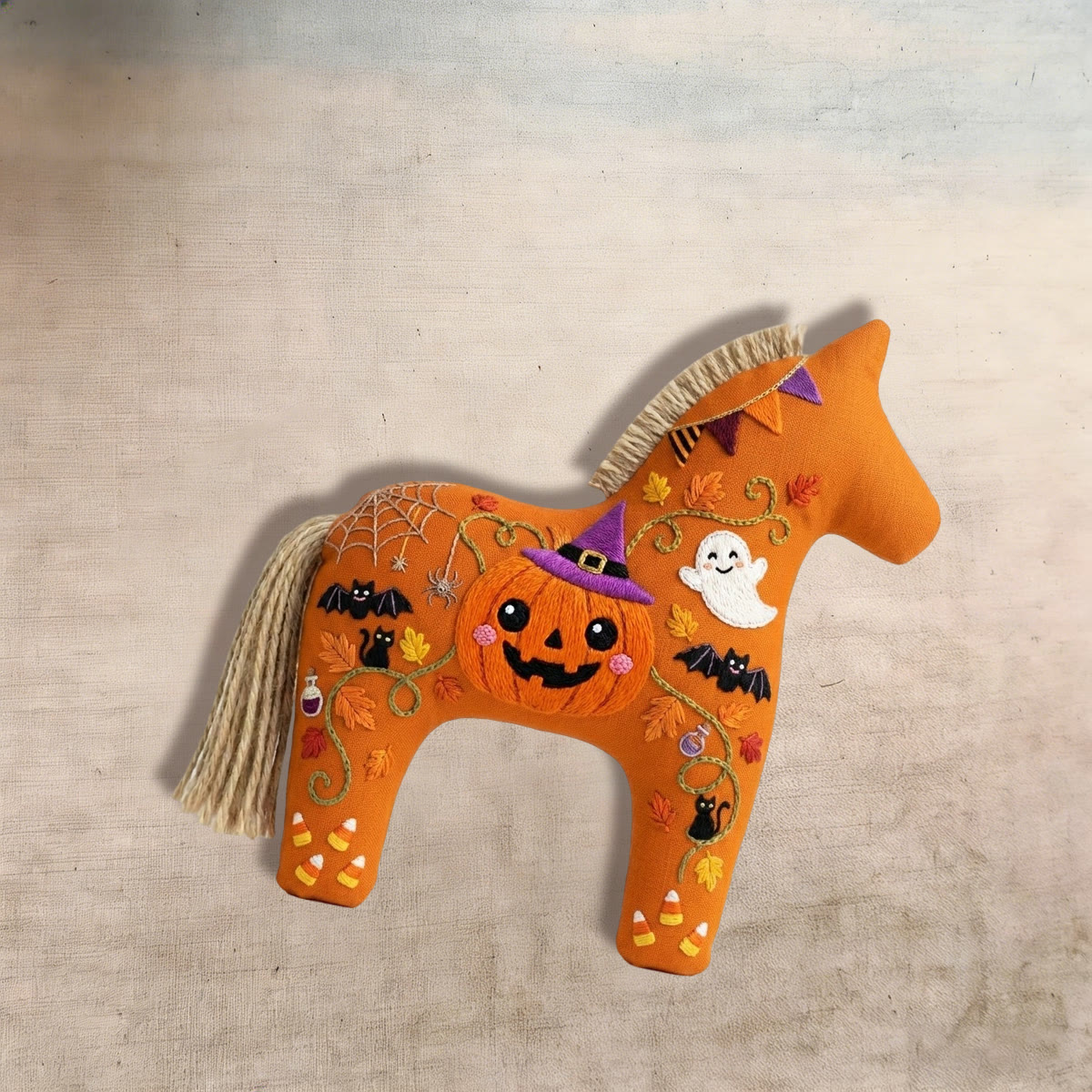 Rubbyoo Dala Horse Embroidery Kit - Carved Pumpkin | Halloween Gift For Kids | Backpack Hanging Decor - image 5