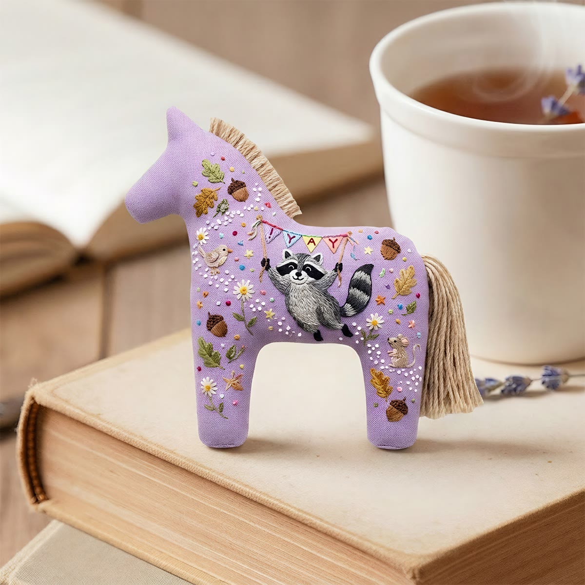 Rubbyoo Dala Horse Embroidery Kit - Cute Raccoon | Diy Handmade Craft | Nursery Decor - image 2