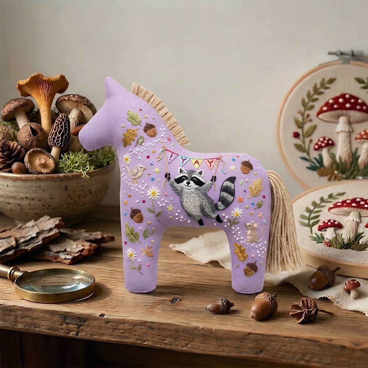 Rubbyoo Dala Horse Embroidery Kit - Cute Raccoon | Diy Handmade Craft | Nursery Decor - image 7