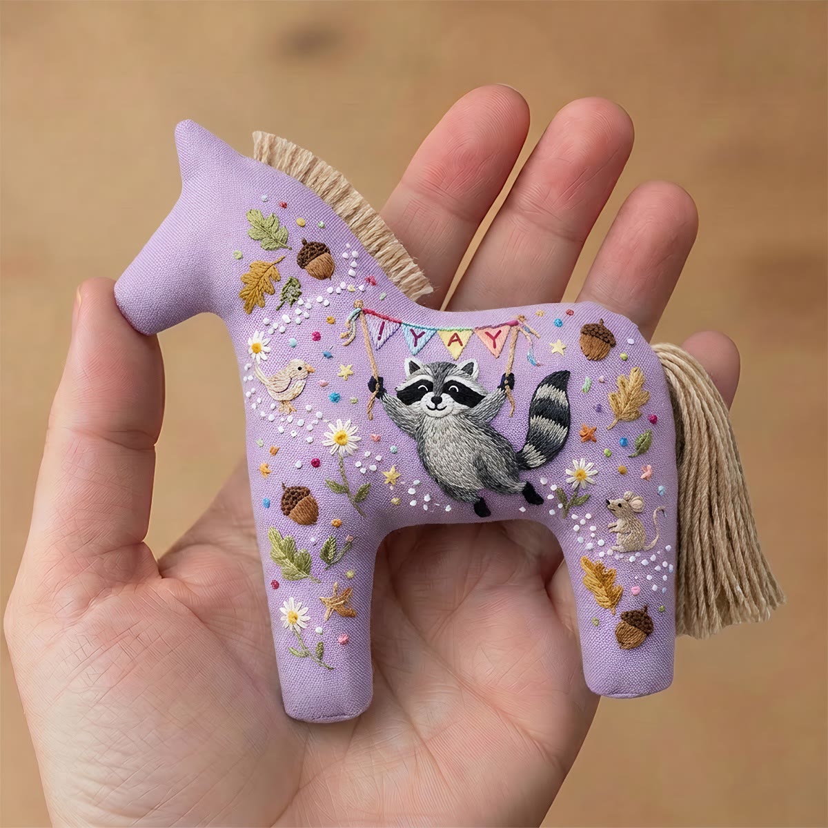 Rubbyoo Dala Horse Embroidery Kit - Cute Raccoon | Diy Handmade Craft | Nursery Decor - image 6