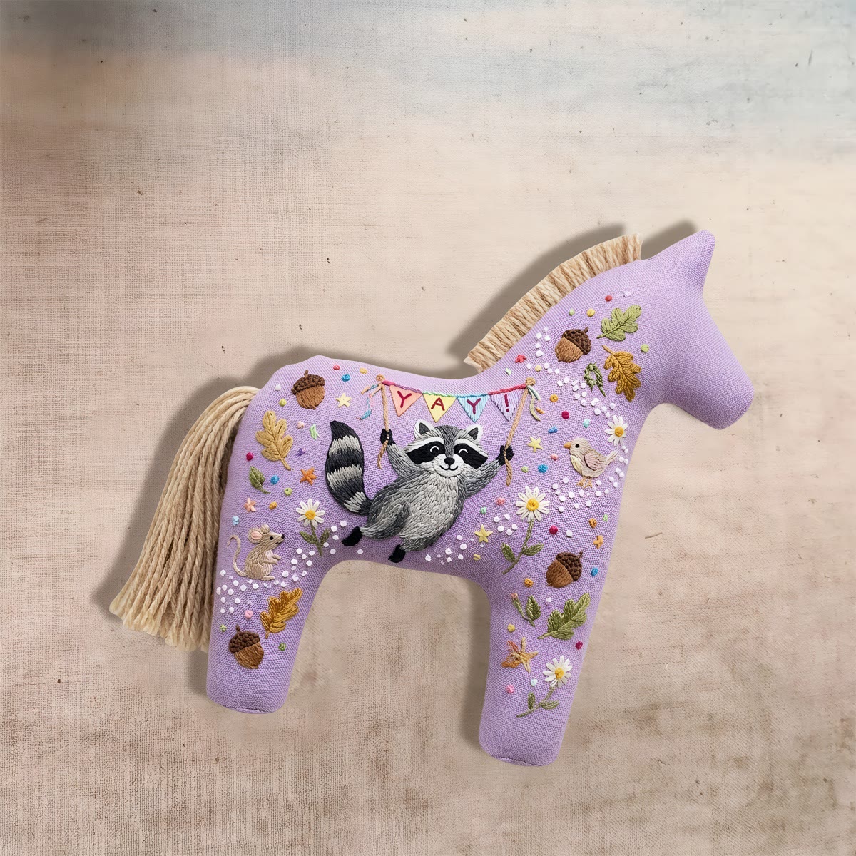 Rubbyoo Dala Horse Embroidery Kit - Cute Raccoon | Diy Handmade Craft | Nursery Decor - image 5