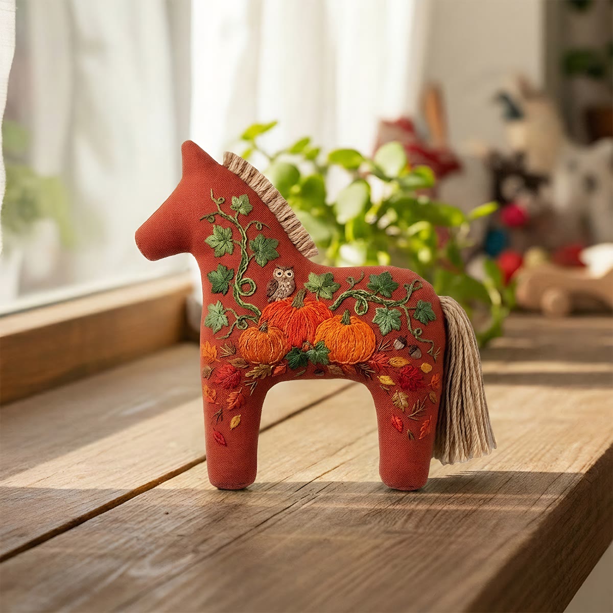 Rubbyoo Dala Horse Embroidery Kit - Pumpkin Patch | Cozy Gift For Friend | Bag Charm - image 3