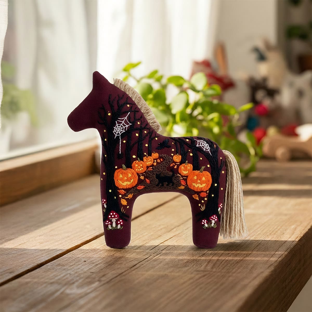 Rubbyoo Dala Horse Embroidery Kit - Glowing Pumpkins | Witchy Gifts For Her | Halloween Tree Ornament - image 3