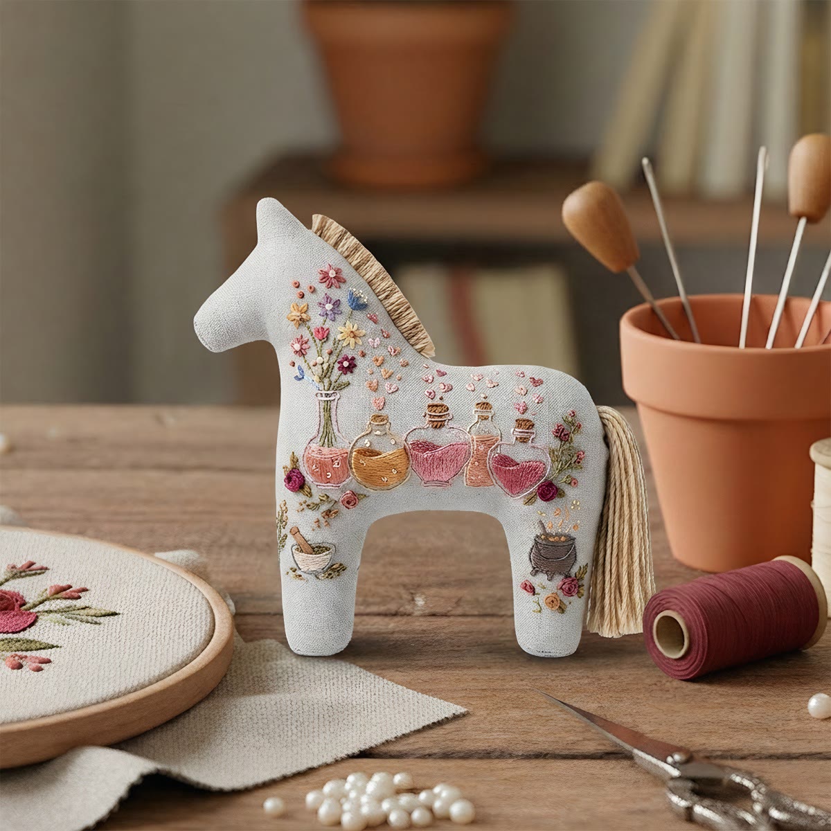 Rubbyoo Dala Horse Embroidery Kit - Magic Potions | Halloween Stocking Stuffers | Colorful Bag Charm - image 5