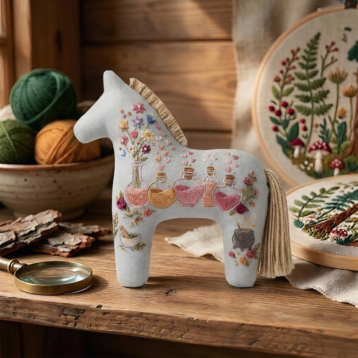 Rubbyoo Dala Horse Embroidery Kit - Magic Potions | Halloween Stocking Stuffers | Colorful Bag Charm - image 8