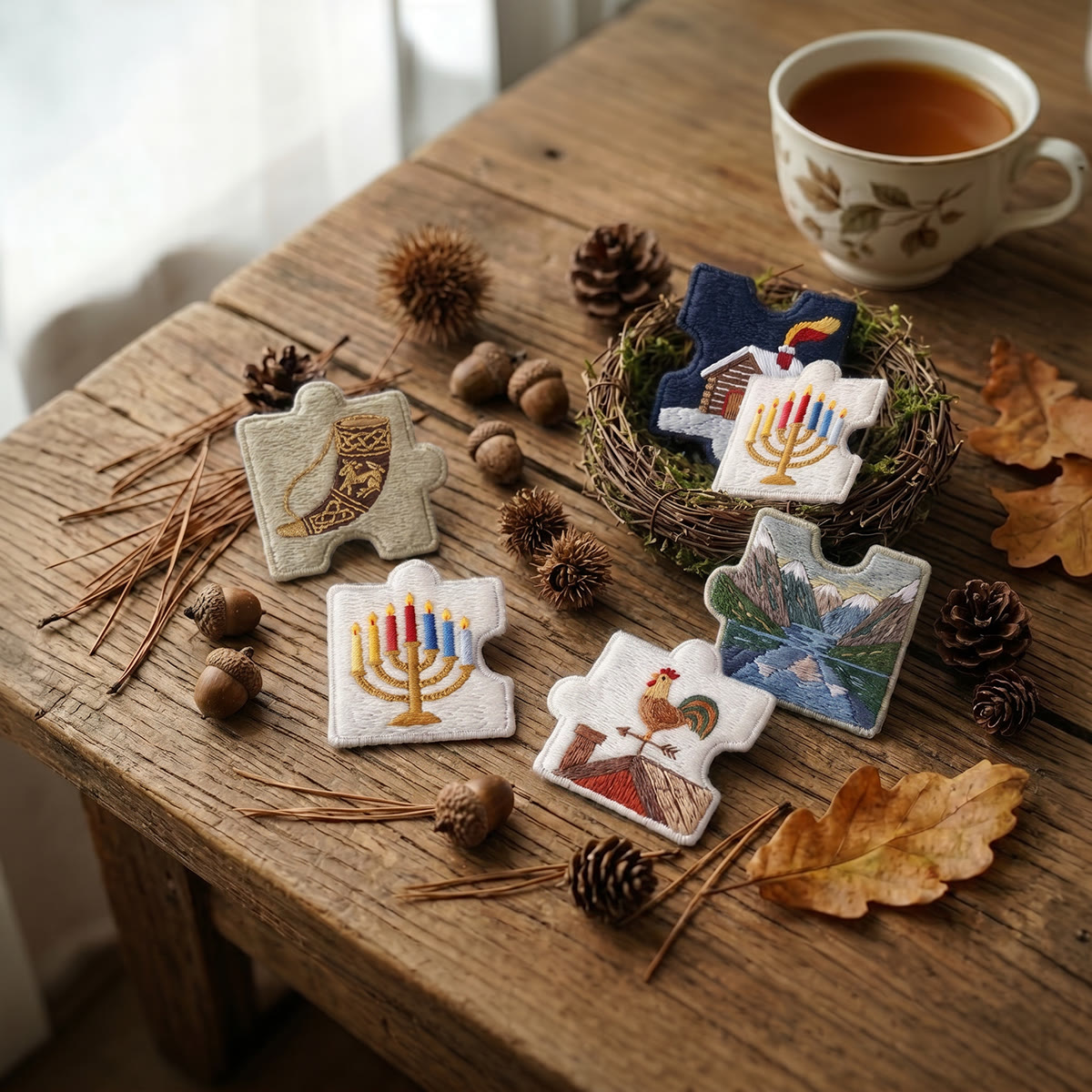 Rubbyoo Diy Magnet & Brooch Embroidery Puzzle Kit - Nordic Folk Art | Christmas Holiday Decoration - image 4