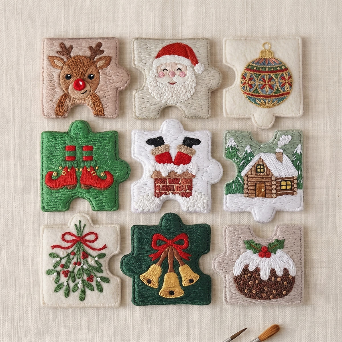 Rubbyoo Diy Magnet & Brooch Embroidery Puzzle Kit - Mix And Match Holiday Set | Cute Holiday Kitchen Magnet - 9-pcs Puzzle Brooch Kit - image 1