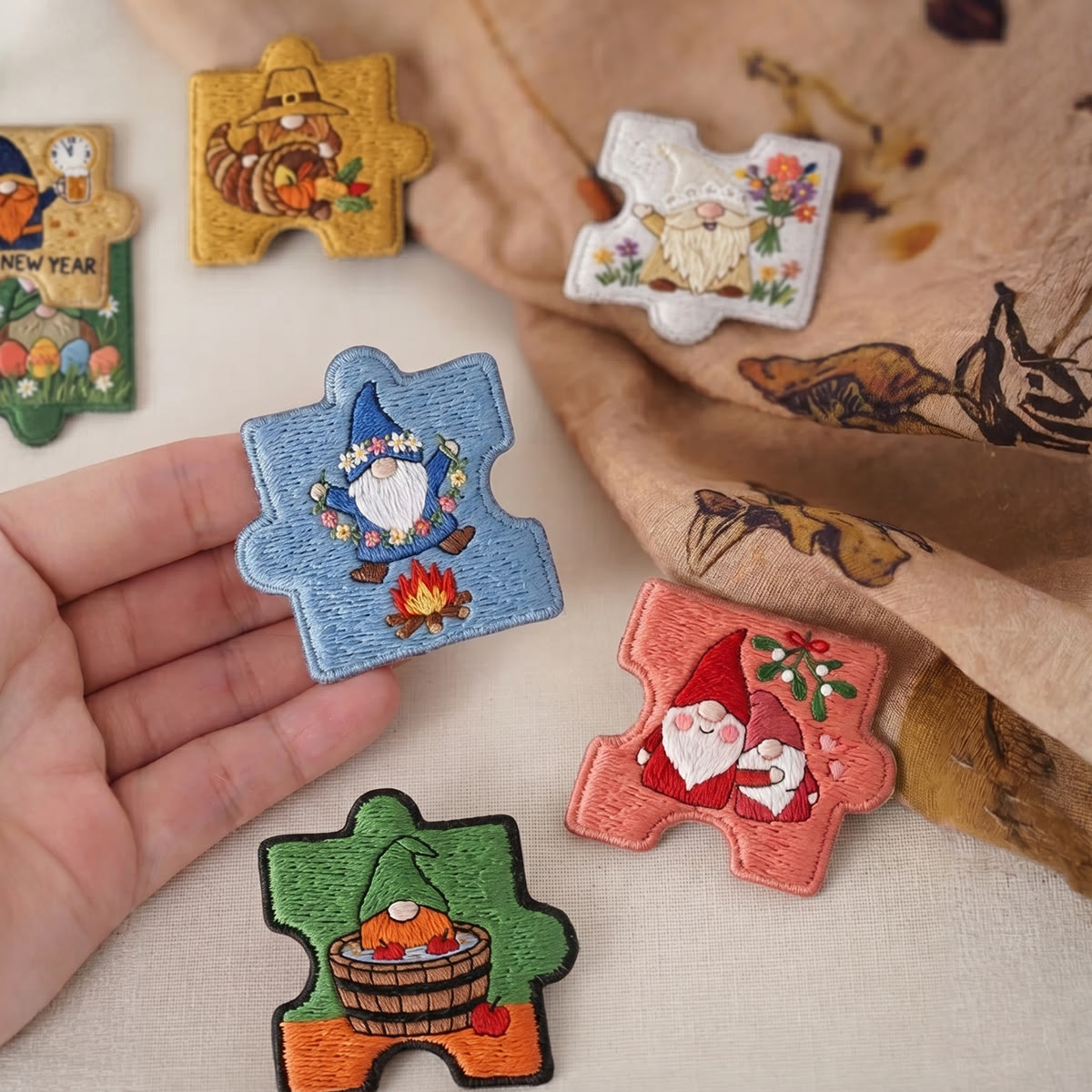 Rubbyoo Diy Magnet & Brooch Embroidery Puzzle Kit - Gnome Puzzle Fridge Magnet | Birthday Gift For Her - image 6