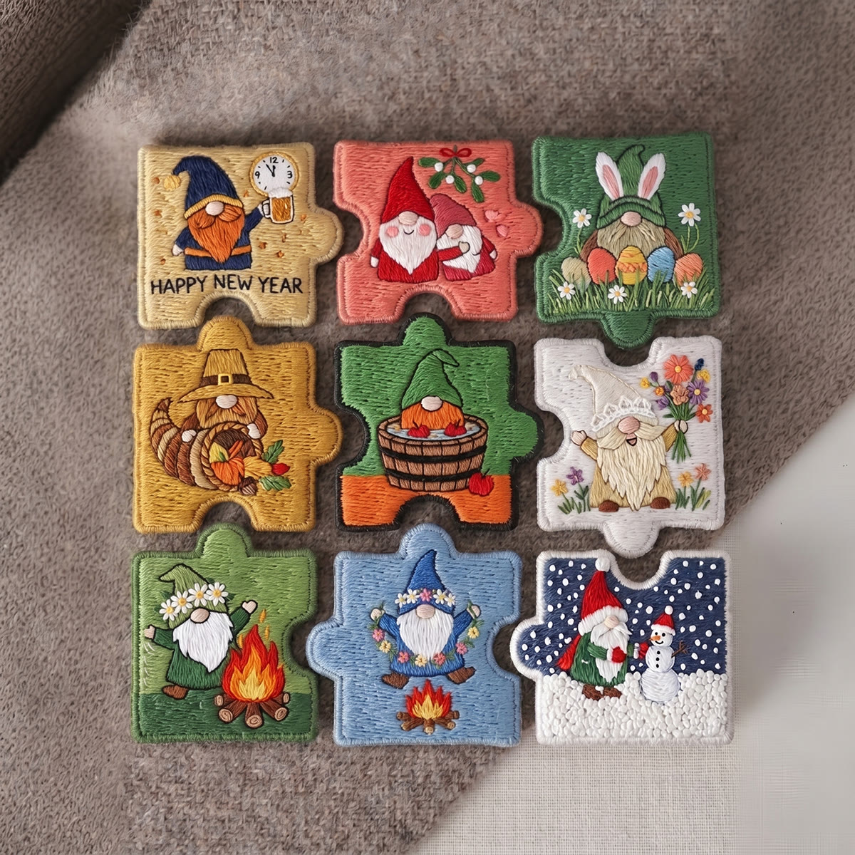 Rubbyoo Diy Magnet & Brooch Embroidery Puzzle Kit - Gnome Puzzle Fridge Magnet | Birthday Gift For Her - image 3
