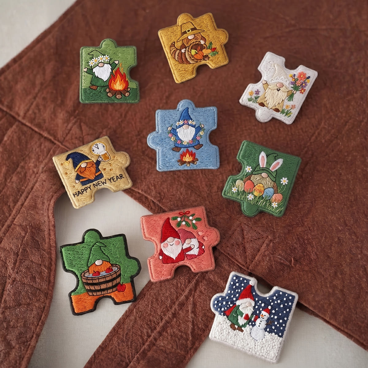 Rubbyoo Diy Magnet & Brooch Embroidery Puzzle Kit - Gnome Puzzle Fridge Magnet | Birthday Gift For Her - image 2