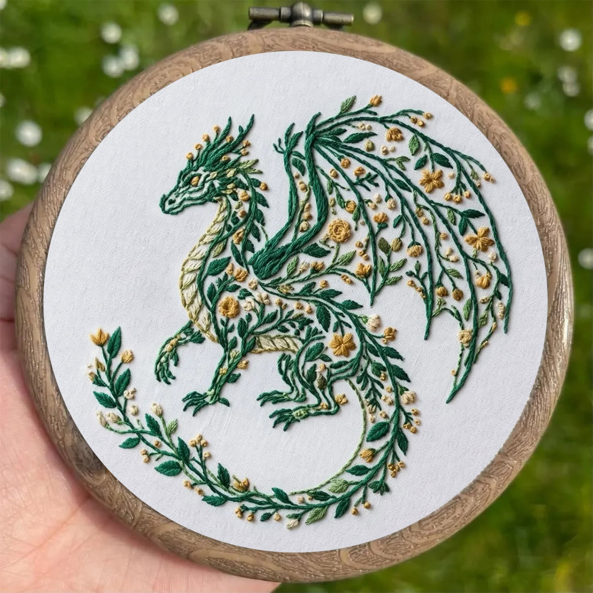 Rubbyoo Embroidery Kit - Forest Dragon | Mythical Dragon Hoop Art  | Special Animal Motif Kit For Kids - image 4