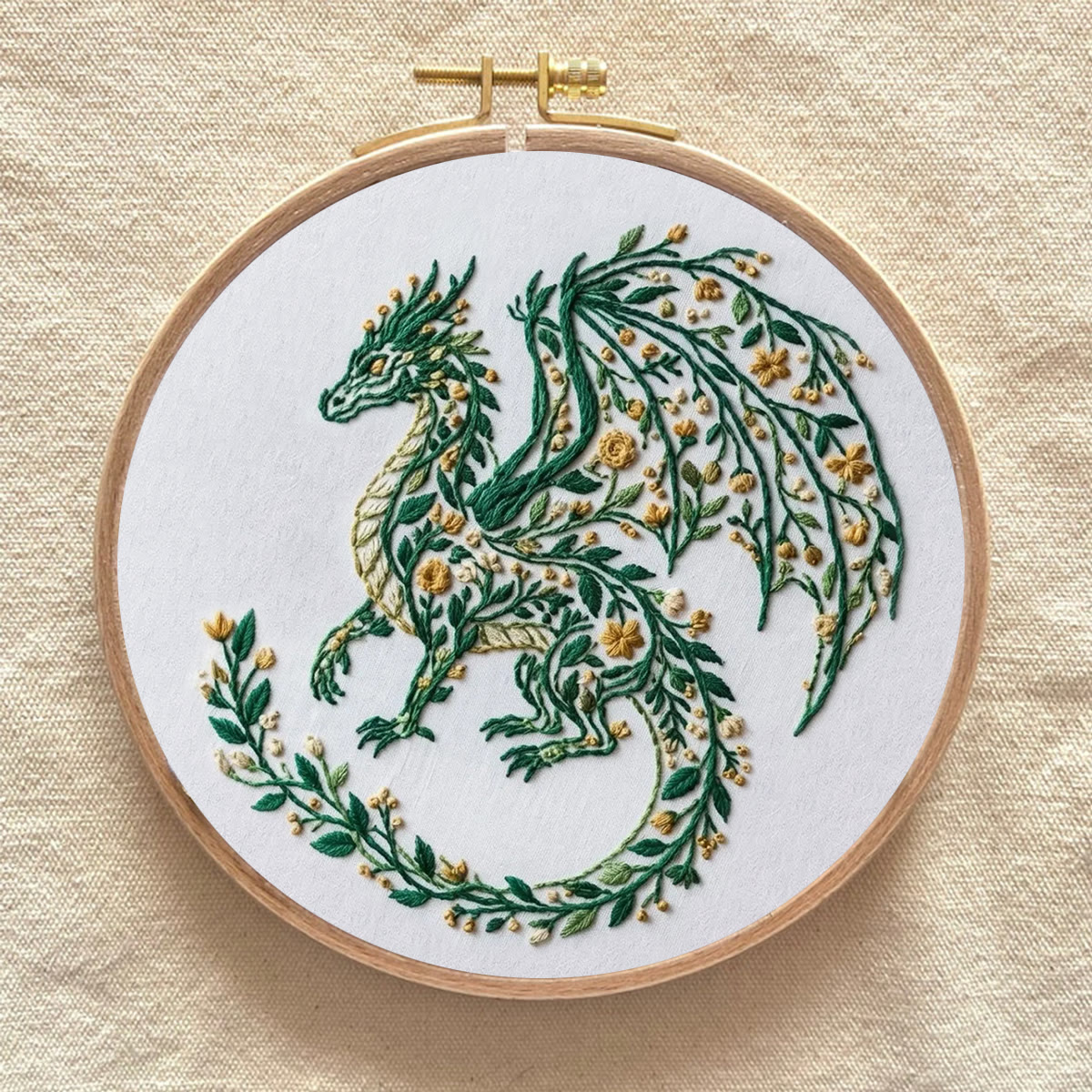 Rubbyoo Embroidery Kit - Forest Dragon | Mythical Dragon Hoop Art  | Special Animal Motif Kit For Kids - image 5