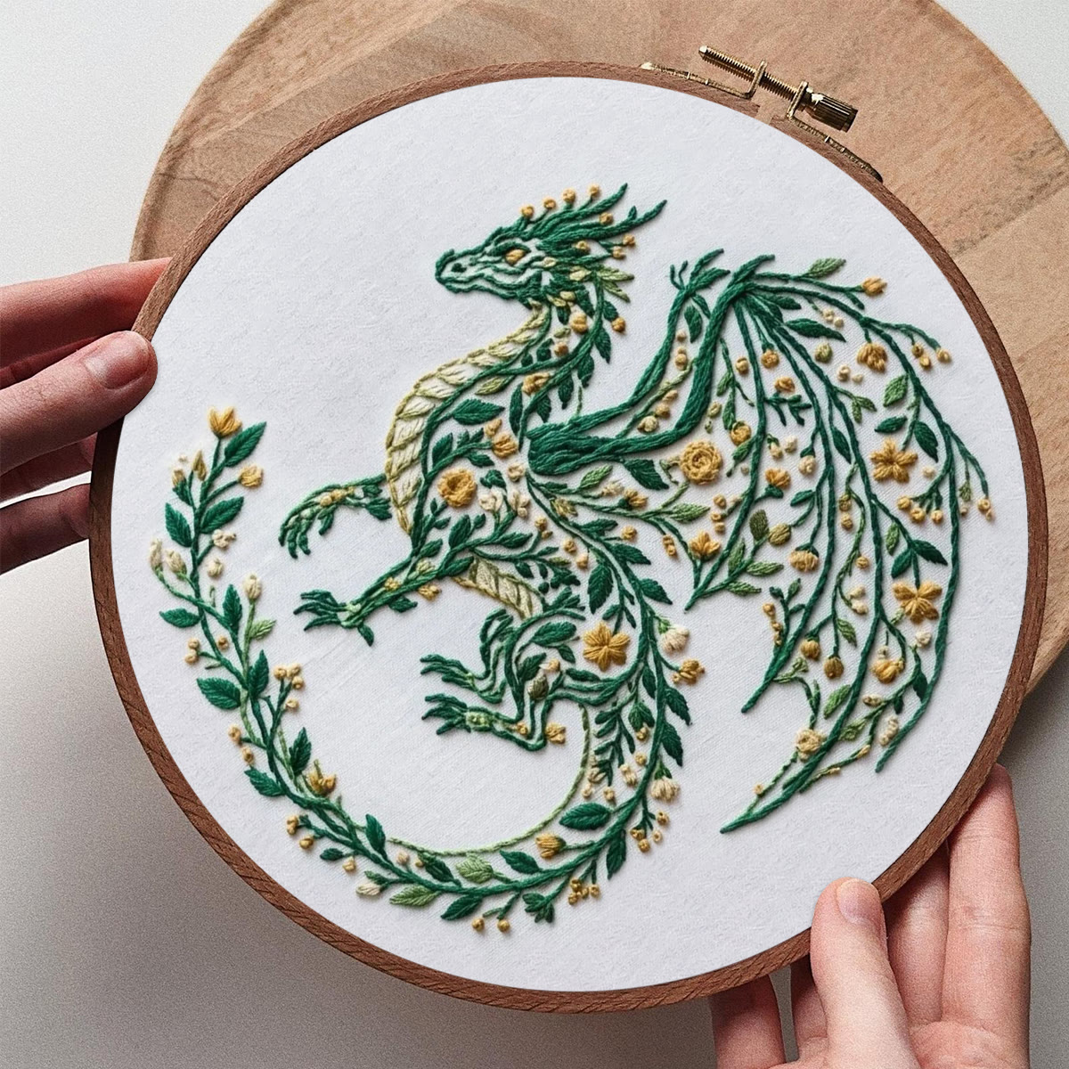 Rubbyoo Embroidery Kit - Forest Dragon | Mythical Dragon Hoop Art  | Special Animal Motif Kit For Kids - image 3