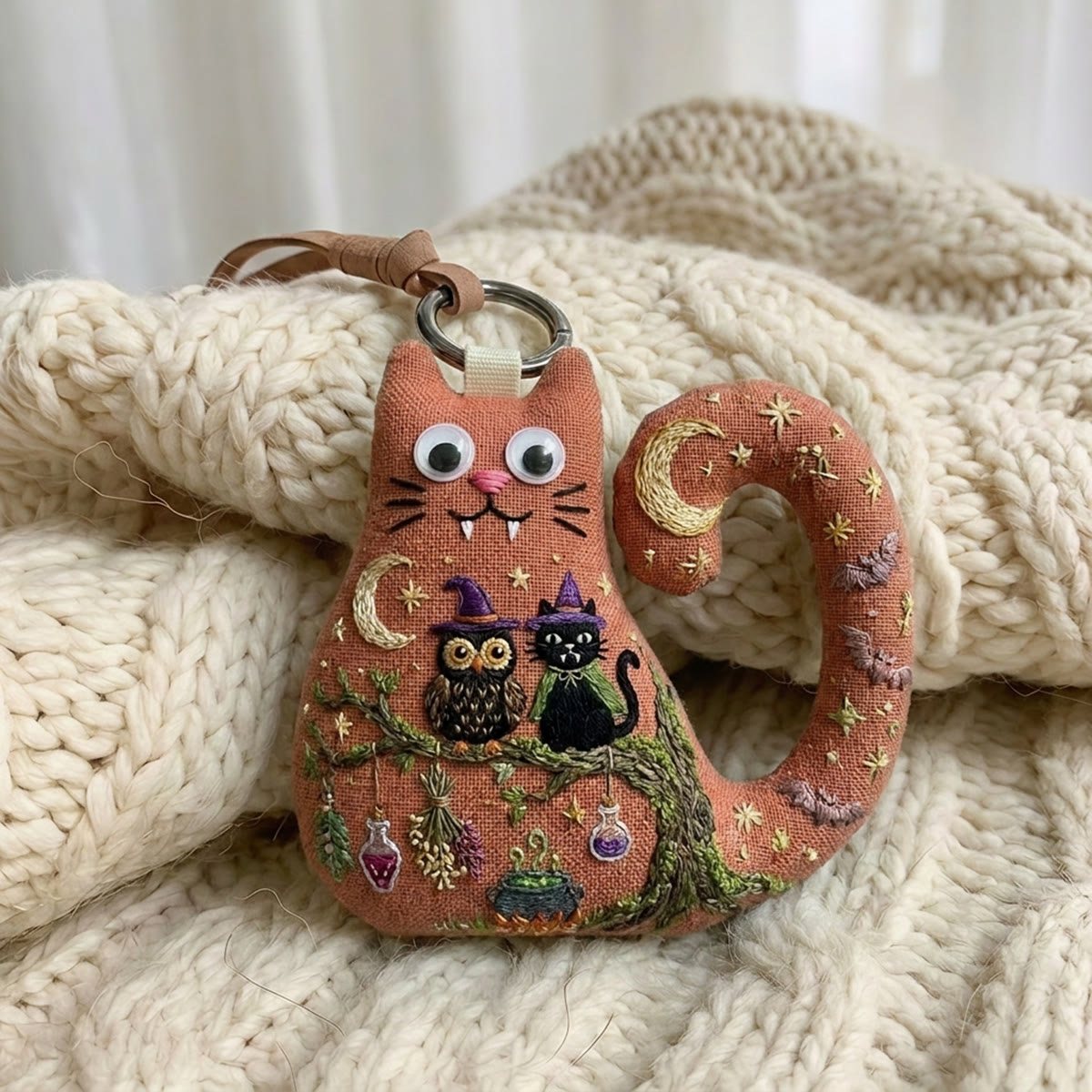 Rubbyoo Cat Embroidery Kit - Wizard Owl And Cat | Spooky Season Gift | Halloween Bag Charm - image 2