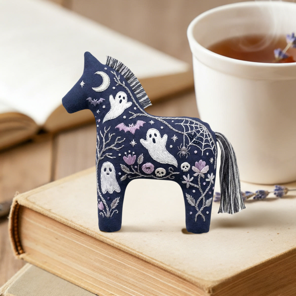 Rubbyoo Dala Horse Embroidery Kit - Spooky Ghost | Halloween Gift | Gothic Home Decor - image 2