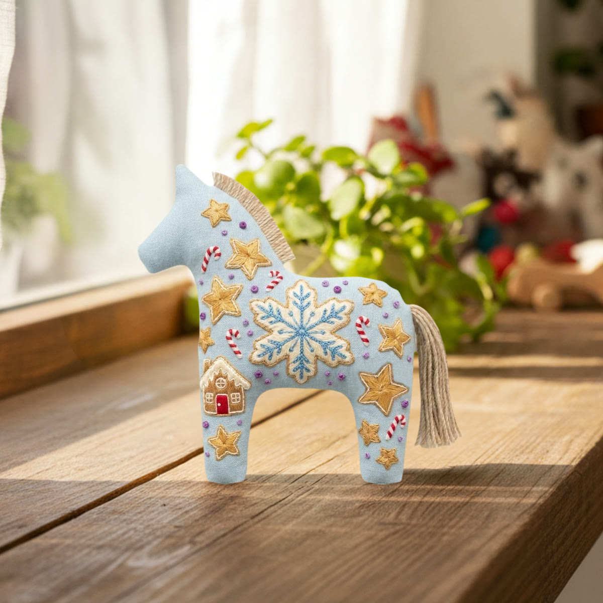 Rubbyoo Dala Horse Embroidery Kit - Large Snowflake | Holiday Gift For Her | Whimsical Bag Charm - image 4