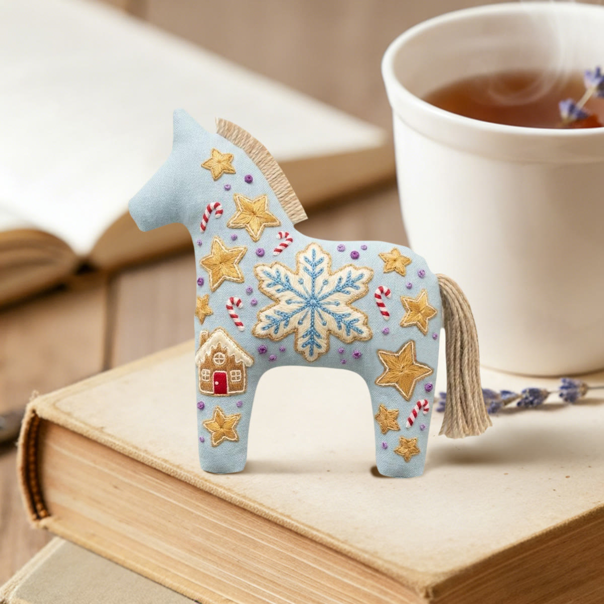 Rubbyoo Dala Horse Embroidery Kit - Large Snowflake | Holiday Gift For Her | Whimsical Bag Charm - image 2