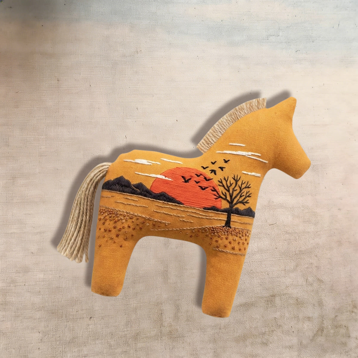 Rubbyoo Dala Horse Embroidery Kit - Sunset & Mountains Scene | Nature Lover Gift | Car Hanging Ornament - image 4
