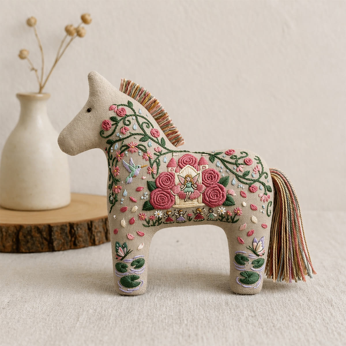 Rubbyoo Dala Horse Embroidery Kit - Garden Fairy | Gift For Her | Cottagecore Bag Charm - image 2