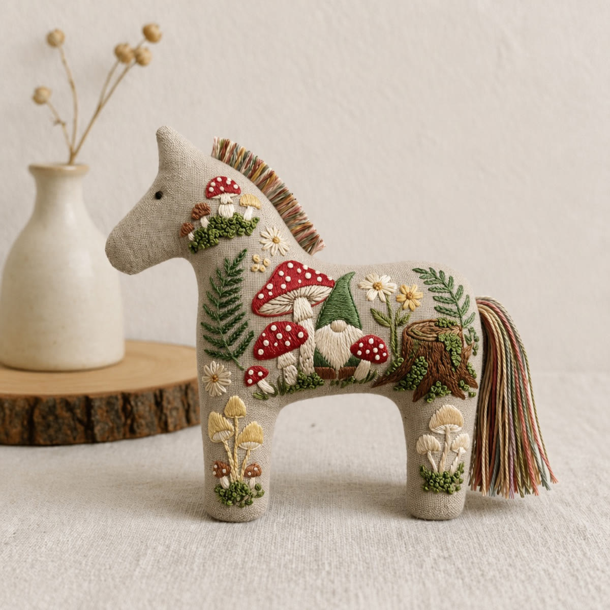 Rubbyoo Dala Horse Embroidery Kit - Garden Gnome | Unique Handmade Gift | Woodland Nursery Decor - image 2