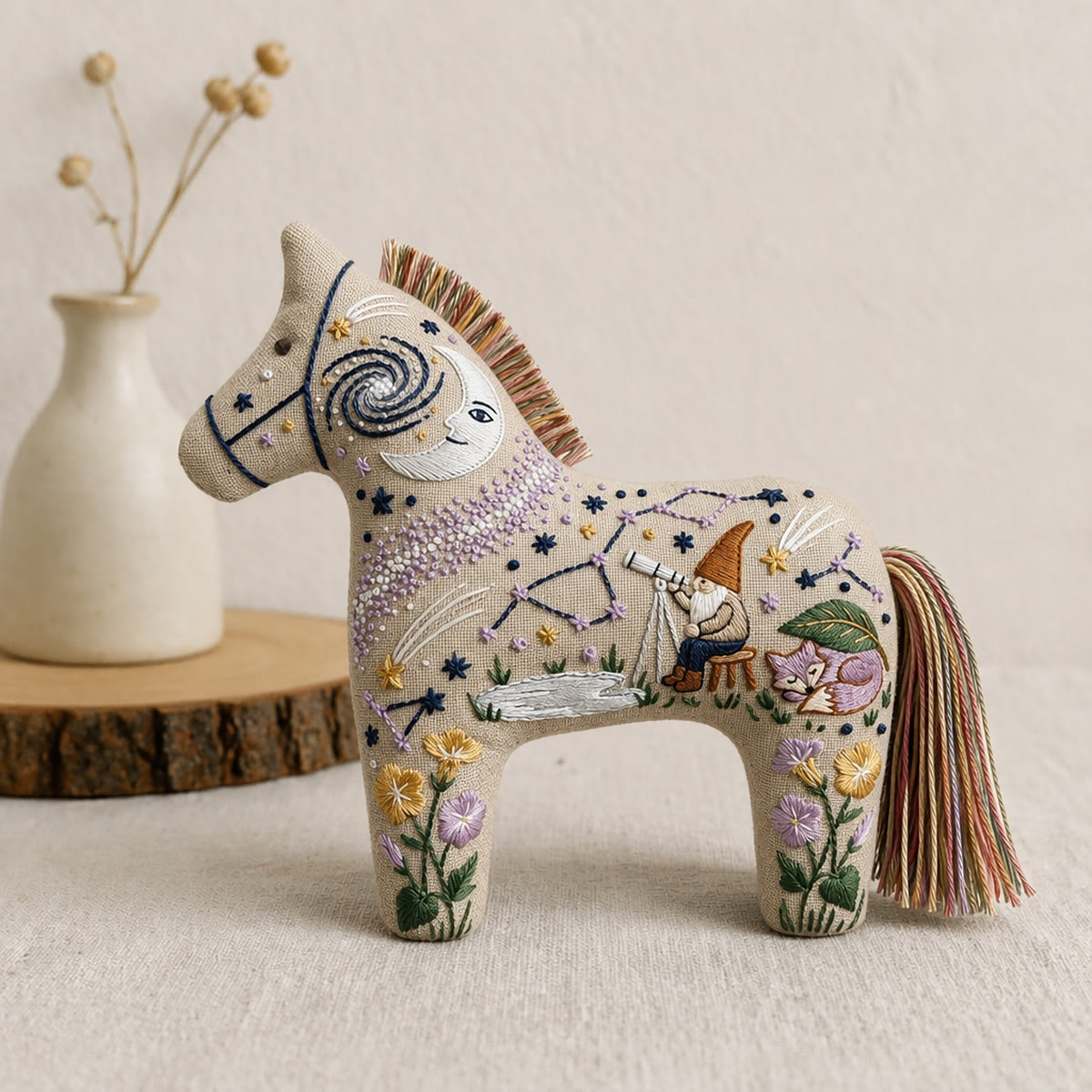 Rubbyoo Dala Horse Embroidery Kit - Stargazing Gnome | Gift For Witchy Friend | Handbag Accessory - image 2