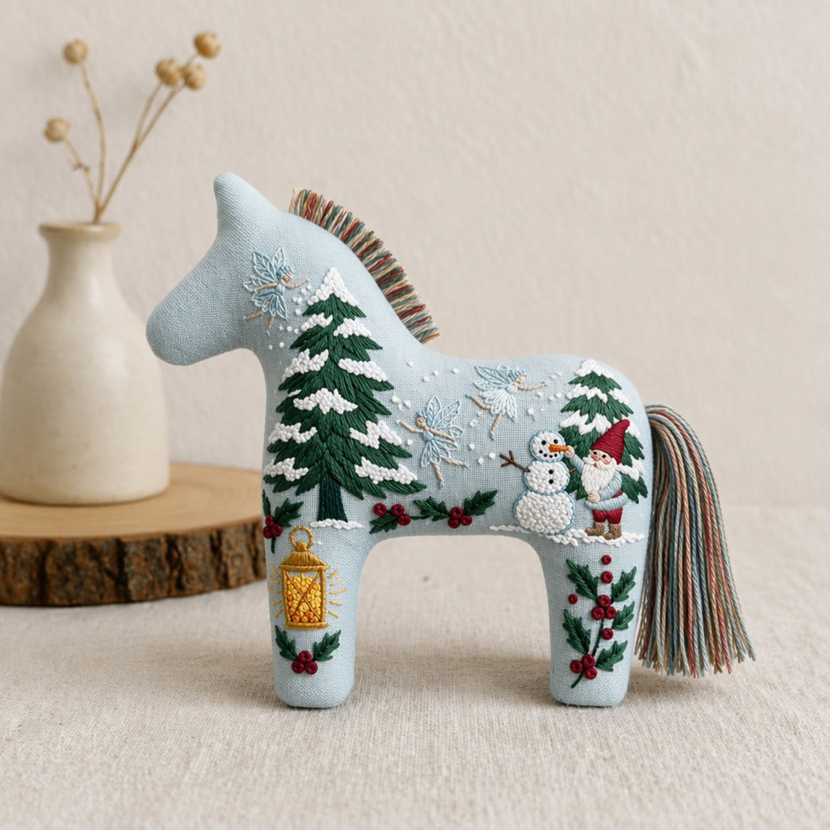 Rubbyoo Dala Horse Embroidery Kit - Christmas Gnome | Unique Secret Santa Gift | Holiday Hanging Decor - image 2