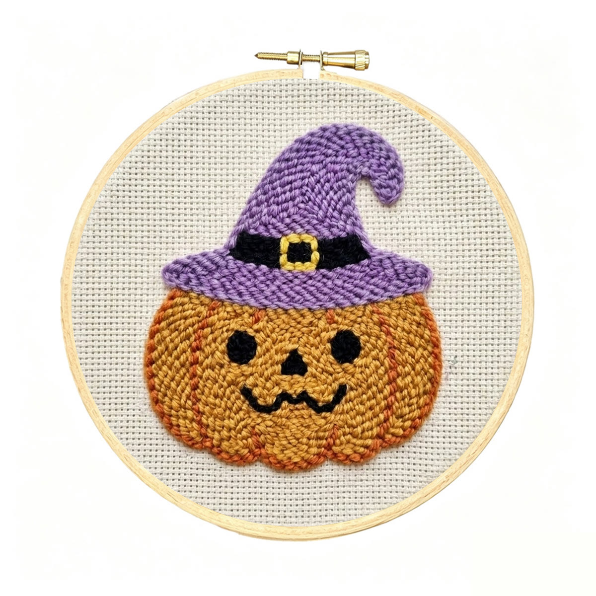 Magic Pumpkin  Punch Needle Kit - Whimsical Room Ornament | Special Halloween Atmosphere Coaster - 8 inch Hoop Kit - image 1