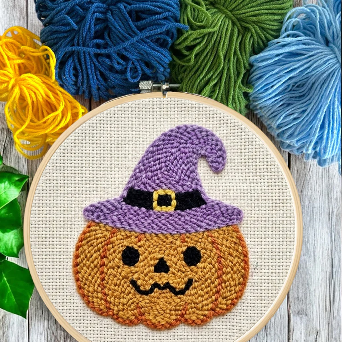 Magic Pumpkin  Punch Needle Kit - Whimsical Room Ornament | Special Halloween Atmosphere Coaster - image 2