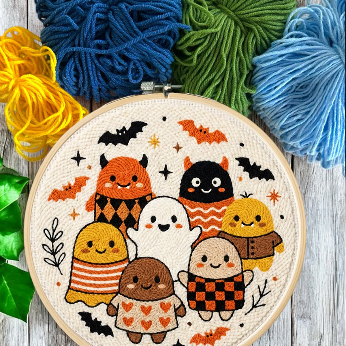 Ghost Friends  Punch Needle Kit - Distinctive Halloween Theme Decor | Lovely Cartoon Sewing Kit For Kids - image 2