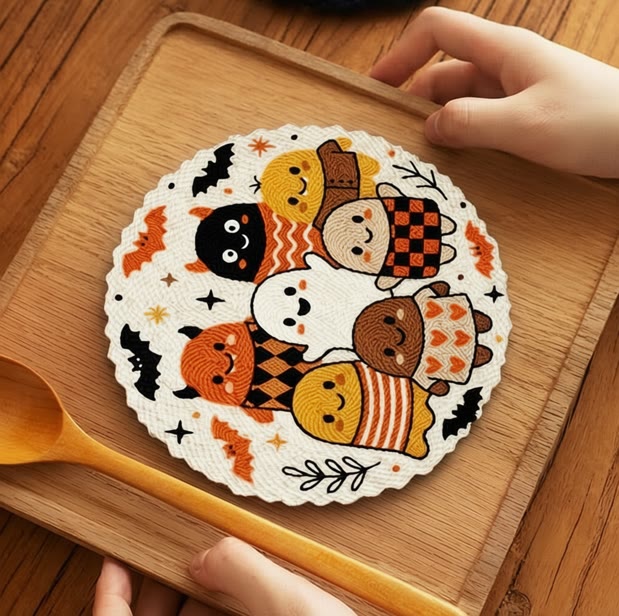 Ghost Friends  Punch Needle Kit - Distinctive Halloween Theme Decor | Lovely Cartoon Sewing Kit For Kids - image 7