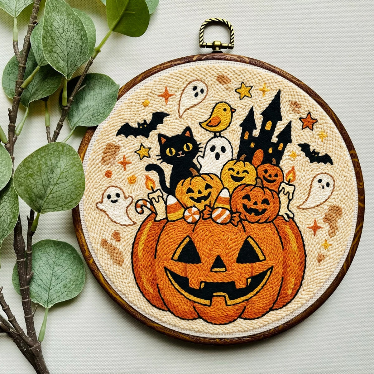 Pumpkin Castle Punch Needle Kit - Imaginative Halloween Vibe Handicraft | Charming Festival Home Accent - image 3