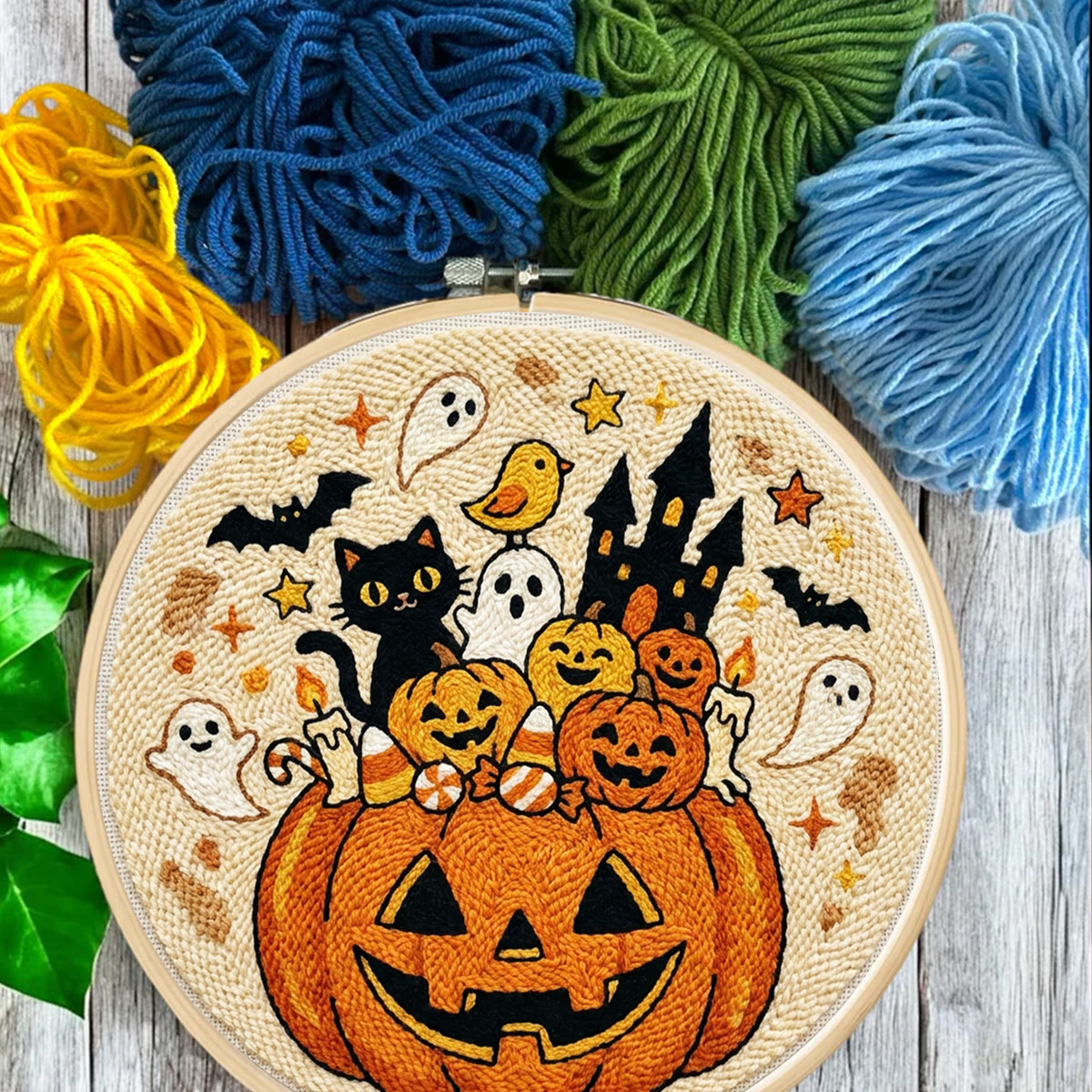 Pumpkin Castle Punch Needle Kit - Imaginative Halloween Vibe Handicraft | Charming Festival Home Accent - image 2