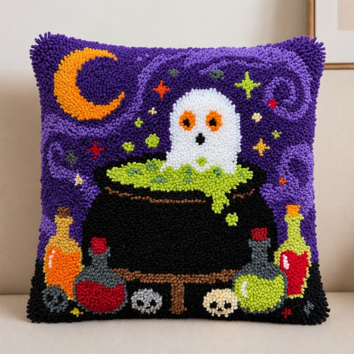Rubbyoo Latch Hook Pillow Kit - Poison Potion | Easy Handicraft For Beginners | Creative Halloween Ornament - image 5