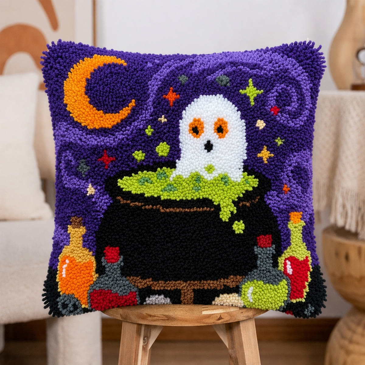 Rubbyoo Latch Hook Pillow Kit - Poison Potion | Easy Handicraft For Beginners | Creative Halloween Ornament - image 4