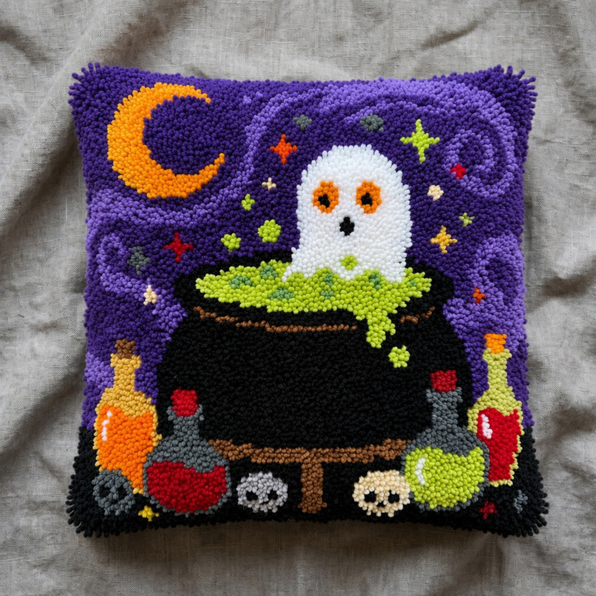 Rubbyoo Latch Hook Pillow Kit - Poison Potion | Easy Handicraft For Beginners | Creative Halloween Ornament - image 3