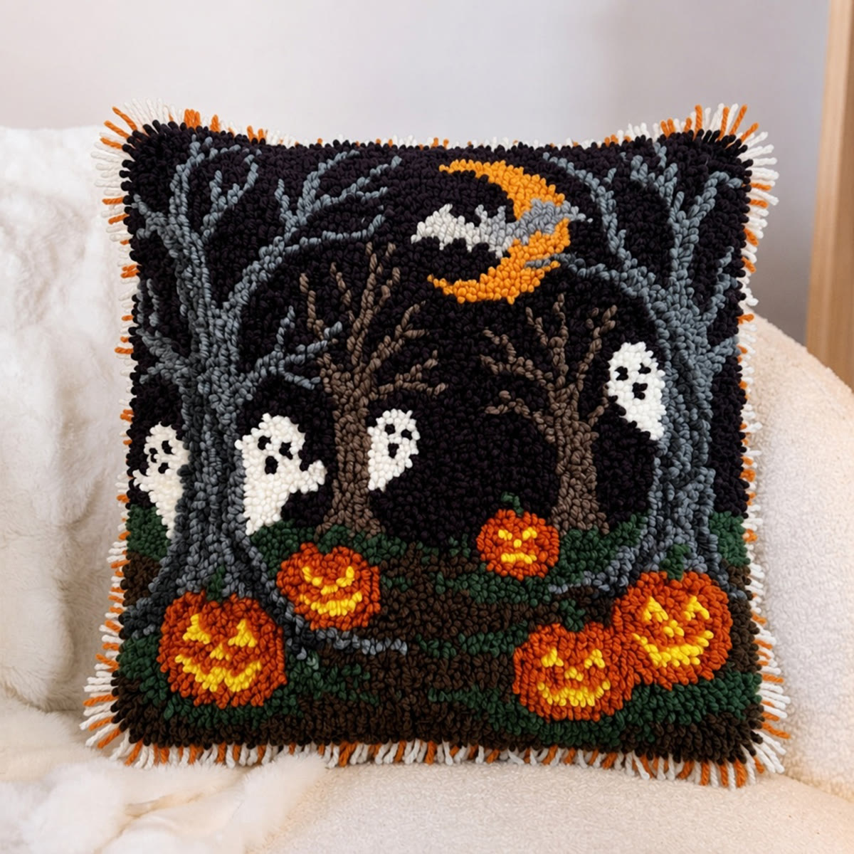 Rubbyoo Latch Hook Pillow Kit - Mysterious Forest | Spooky Season Decor | Cozy Halloween Craft Gift  - image 4